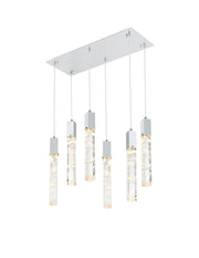 Aurora 32" 6-Light Linear Pendant in Chrome And Clear