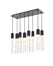 Aurora 36" 8-Light Linear Pendant in Black And Clear