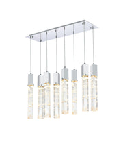 Aurora 36" 8-Light Linear Pendant in Chrome And Clear