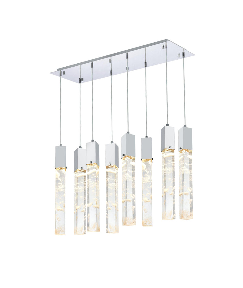 Aurora 36" 8-Light Linear Pendant in Chrome And Clear