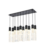 Aurora 42" 10-Light Linear Pendant in Black And Clear