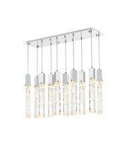 Aurora 42" 10-Light Linear Pendant in Chrome And Clear
