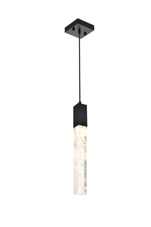 Aurora 5" Square Mini Pendant in Black And Clear