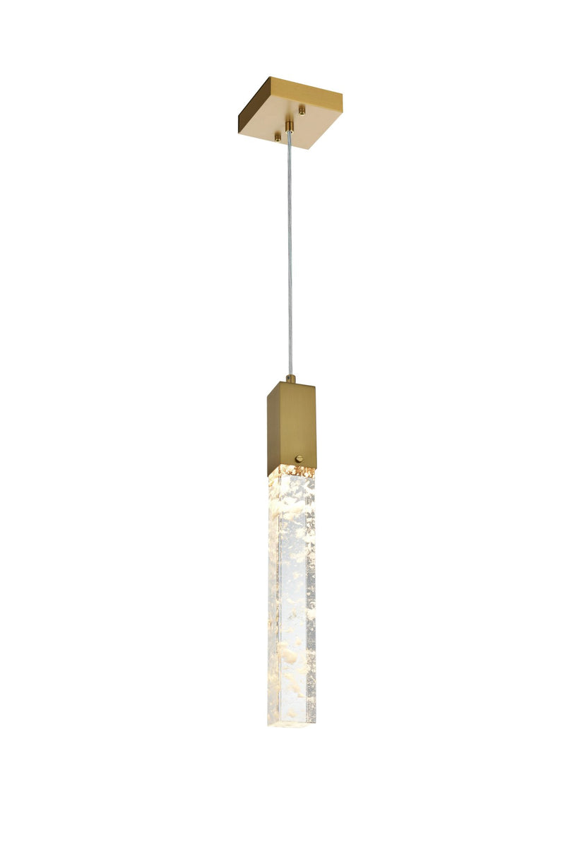 Aurora 5" Square Mini Pendant in Satin Gold And Clear