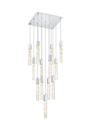 Aurora 26" 13-Light Square Pendant in Chrome And Clear