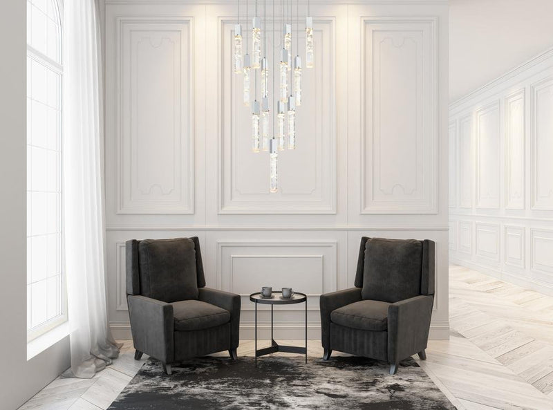 Aurora 26" 13-Light Square Pendant in Chrome And Clear
