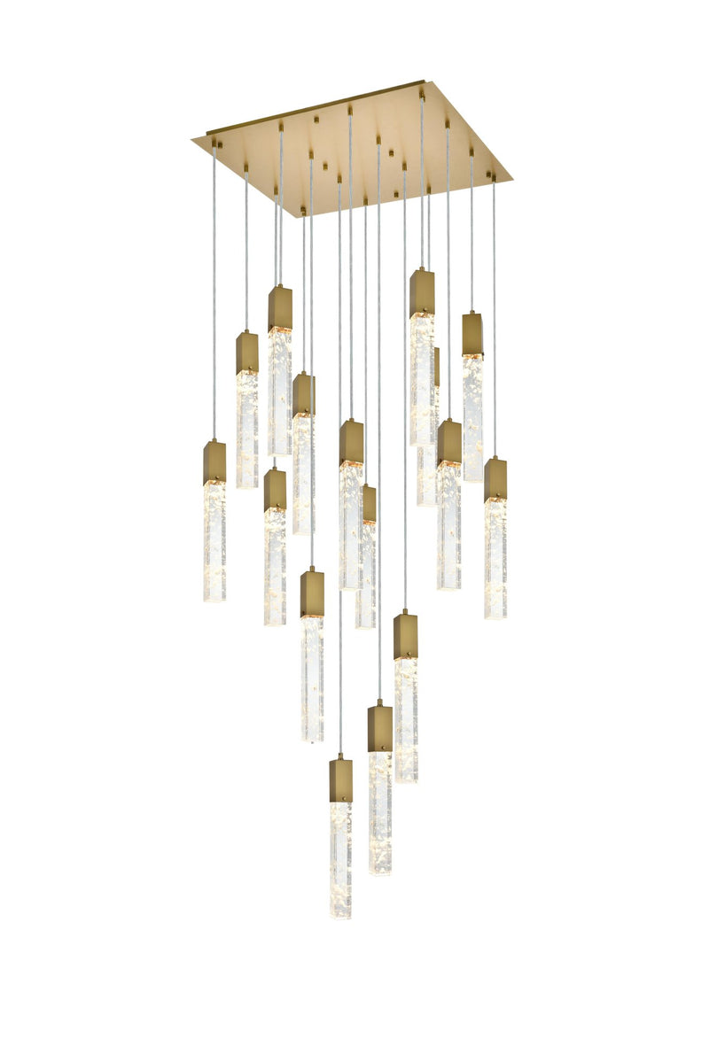 Aurora 30" 16-Light Square Pendant in Chrome And Clear