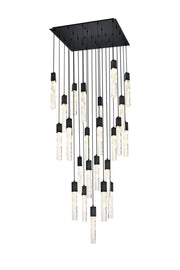 Aurora 30" 16-Light Square Pendant in Satin Gold And Clear