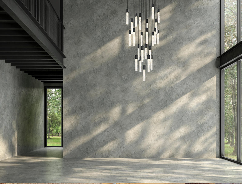 Aurora 30" 16-Light Square Pendant in Satin Gold And Clear