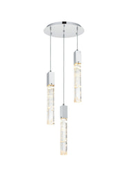 Aurora 16" 3-Light Round Pendant in Black And Clear