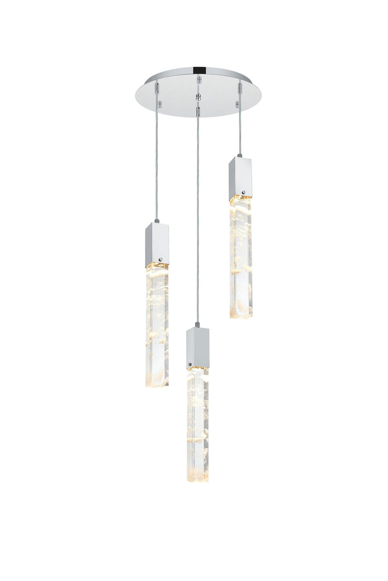 Aurora 16" 3-Light Round Pendant in Black And Clear