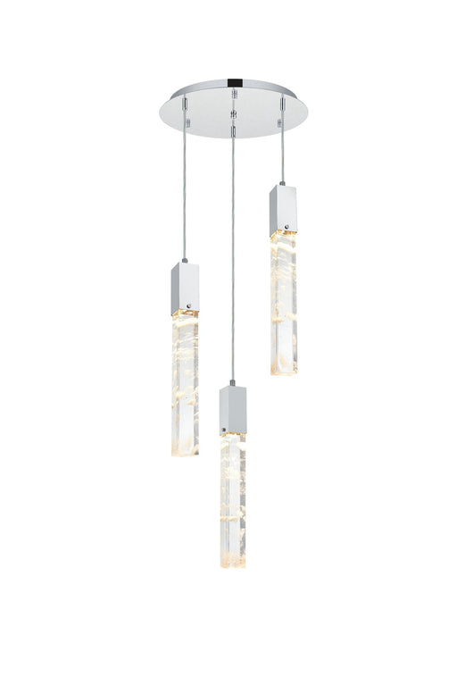 Aurora 16" 3-Light Round Pendant in Black And Clear