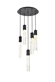 Aurora 20" 5-Light Round Pendant in Black And Clear