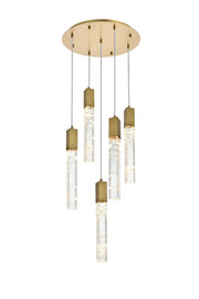 Aurora 20" 5-Light Round Pendant in Satin Gold And Clear