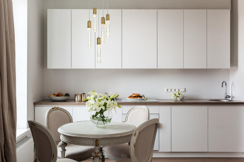Aurora 20" 5-Light Round Pendant in Satin Gold And Clear