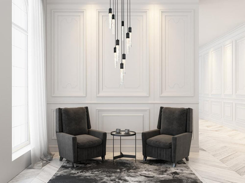 Aurora 24" 9-Light Round Pendant in Black And Clear