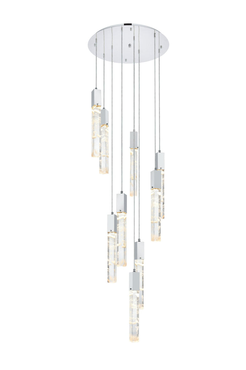 Aurora 24" 9-Light Round Pendant in Chrome And Clear