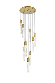Aurora 24" 9-Light Round Pendant in Satin Gold And Clear