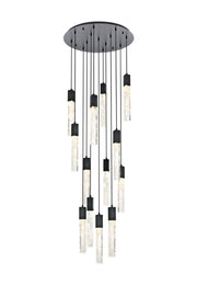 Aurora 30" 13-Light Round Pendant in Black And Clear