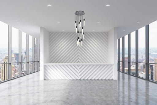 Aurora 30" 13-Light Round Pendant in Black And Clear