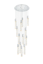 Aurora 30" 13-Light Round Pendant in Chrome And Clear