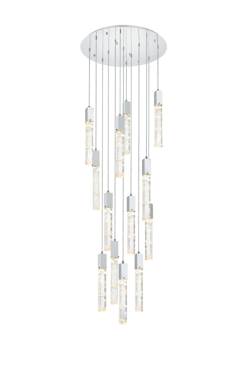 Aurora 30" 13-Light Round Pendant in Chrome And Clear