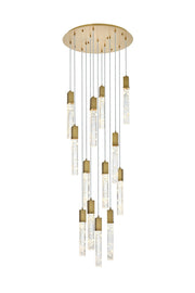 Aurora 30" 13-Light Round Pendant in Satin Gold And Clear