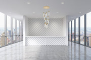 Aurora 30" 13-Light Round Pendant in Satin Gold And Clear
