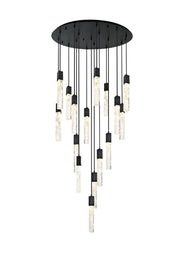 Aurora 36" 16-Light Round Pendant in Black And Clear
