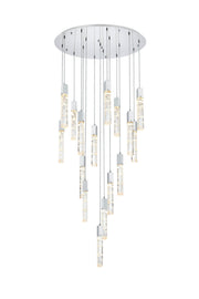 Aurora 36" 16-Light Round Pendant in Chrome And Clear