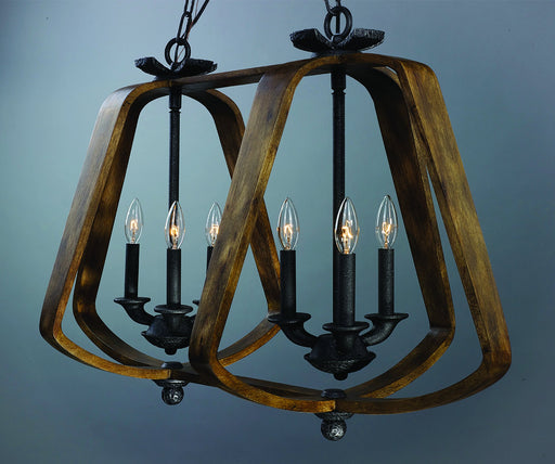Road House 6 Light Chandelier in Barn Wood / Iron Ore
