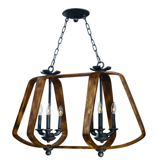 Road House 6 Light Chandelier in Barn Wood / Iron Ore