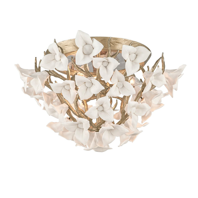Lily 3-Light Flush Mount in Stria Gold Leaf