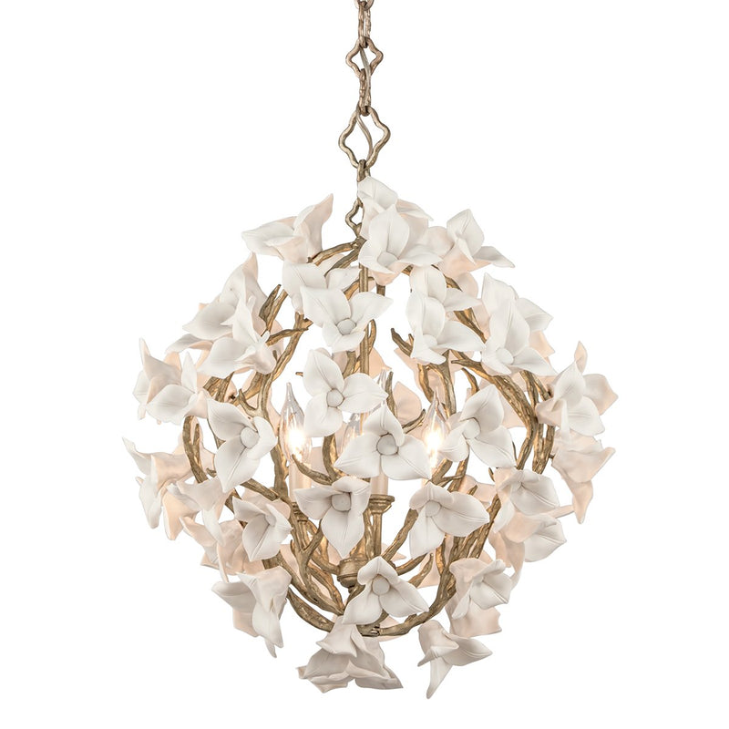 Lily 4-Light Chandelier in Stria Gold Leaf