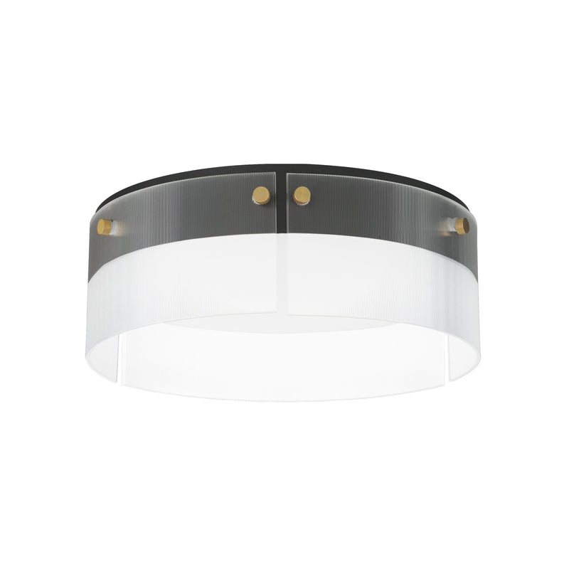 Spectre 16" LED Flush Mount in Black / Natural Aged Brass