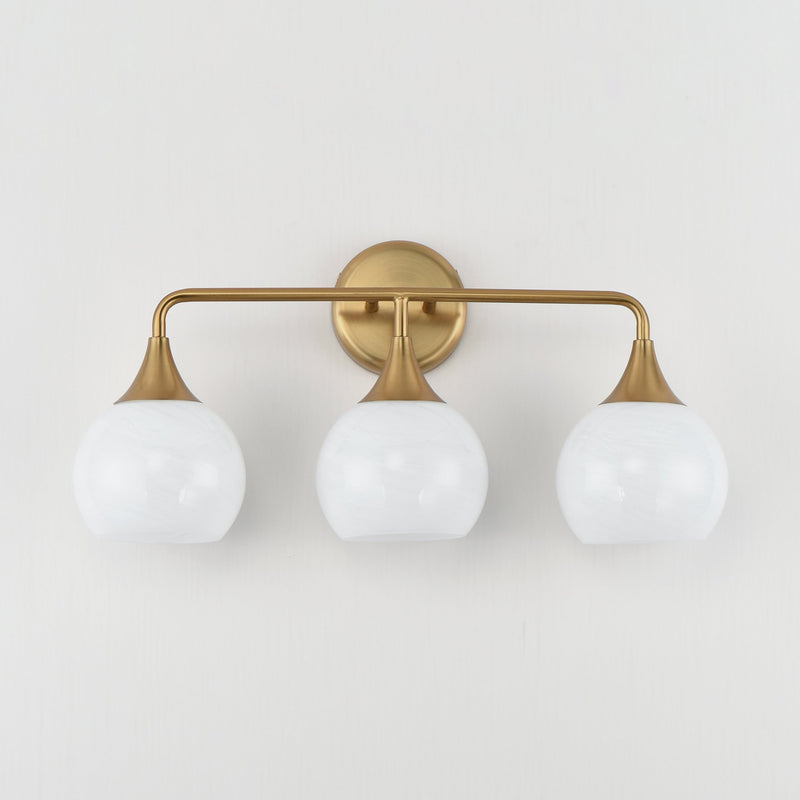 Neve 3 Light Bath Vanity Light in Natural Aged Brass