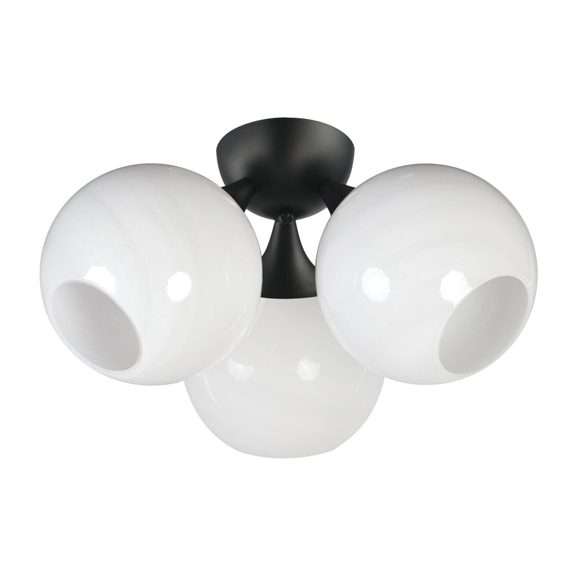 Neve 3 Light Semi-Flush Mount in Black