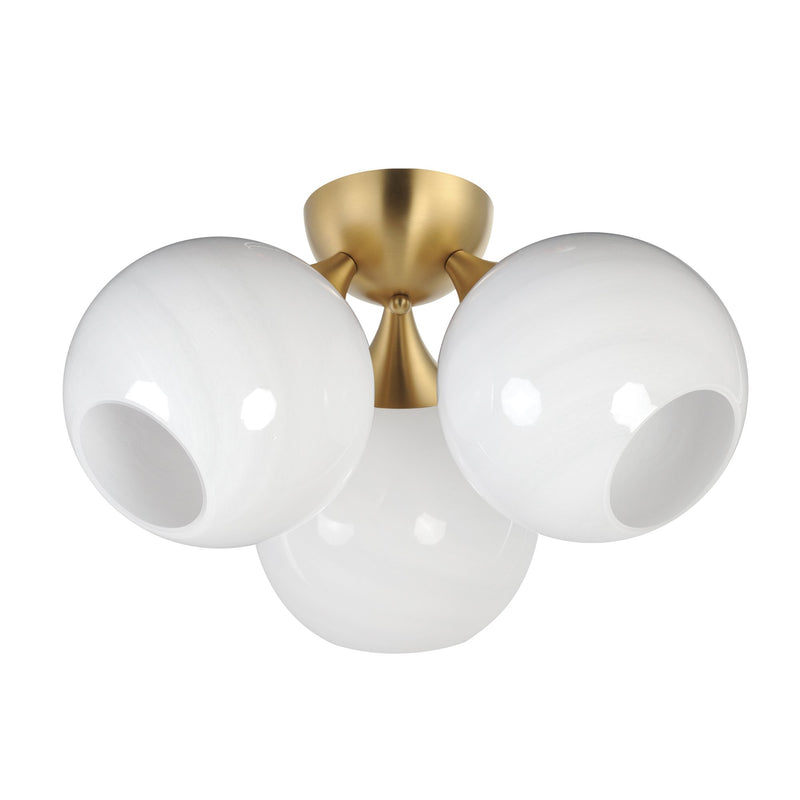 Neve 3 Light Semi-Flush Mount in Natural Aged Brass