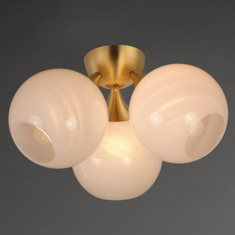 Neve 3 Light Semi-Flush Mount in Natural Aged Brass