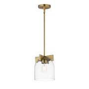 Scoop 1 Light Pendant in Natural Aged Brass