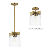 Scoop 1 Light Pendant in Natural Aged Brass