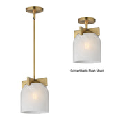 Scoop 1 Light Pendant in Natural Aged Brass