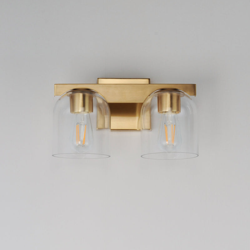 Scoop 2 Light Bath Vanity Light in Natural Aged Brass