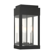 York 2-Light Medium Outdoor Wall Lantern in Black with Brushed Nickel Finish Candles with Brushed Nickel Stainless Steel Reflector