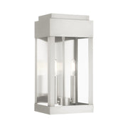 York 2-Light Medium Outdoor Wall Lantern in Brushed Nickel with Brushed Nickel Stainless Steel Reflector
