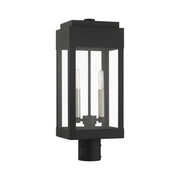 York 2-Light Medium Outdoor Post Light in Black with Brushed Nickel Finish Candles