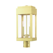York 2-Light Medium Outdoor Post Light in Satin Brass