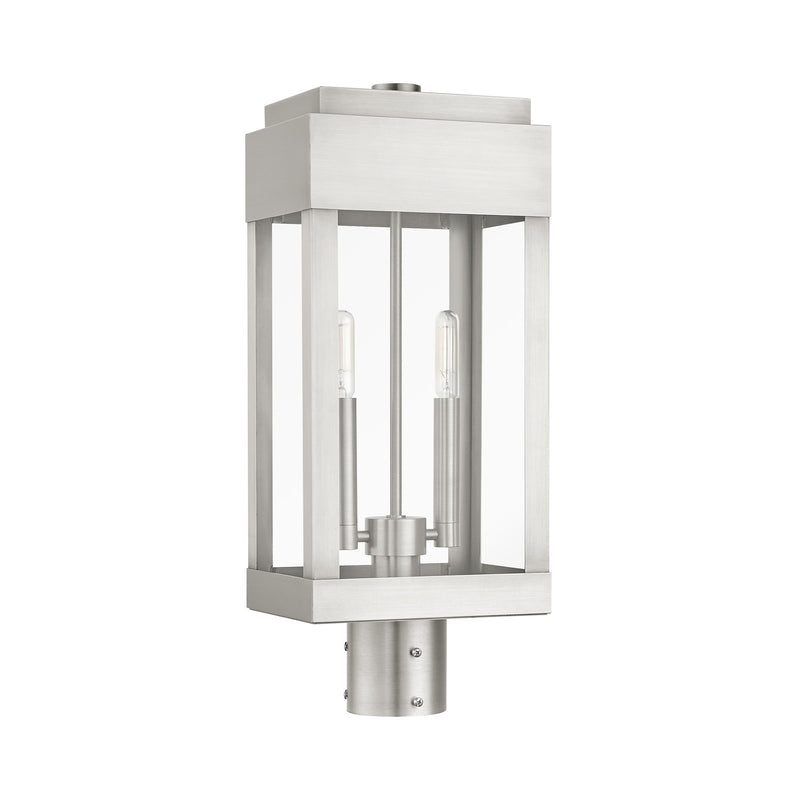 York 2-Light Medium Outdoor Post Light in Brushed Nickel