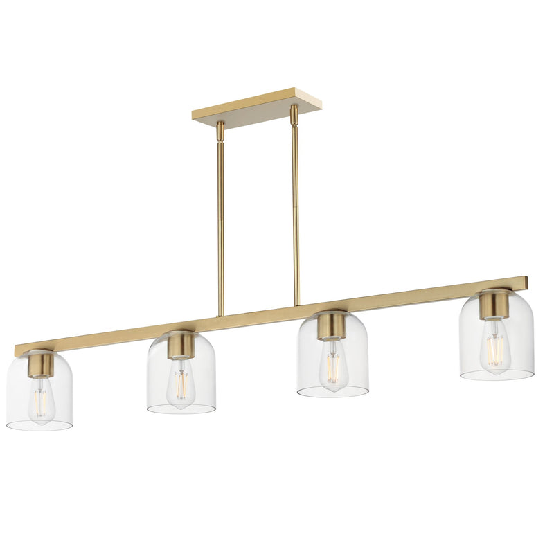 Scoop 4 Light Linear Pendant in Natural Aged Brass