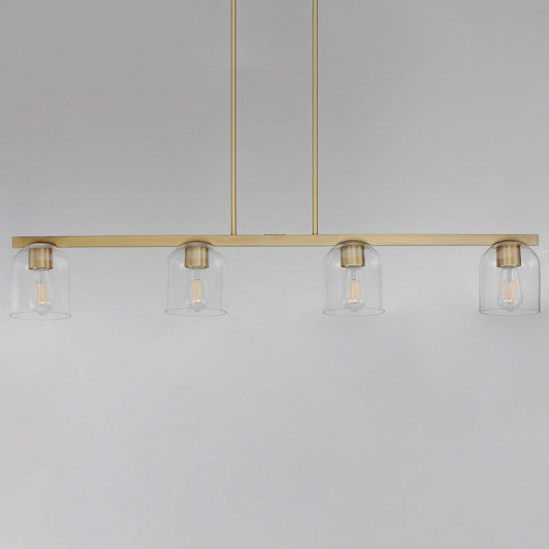 Scoop 4 Light Linear Pendant in Natural Aged Brass